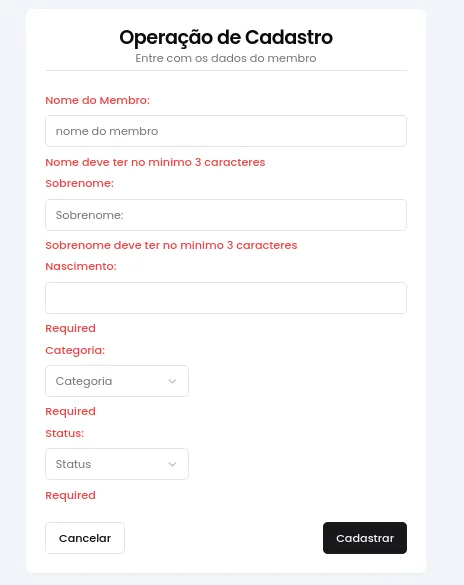 Mini App de controlde membros de uma Igreja
