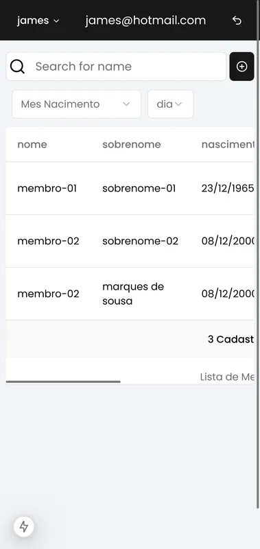 Mini App de controlde membros de uma Igreja
